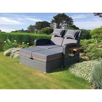 Loungegarnitur Bari - Dunkelgrau/Anthrazit, Basics, Holz/Kunststoff (116/95/118cm) - Gardenson