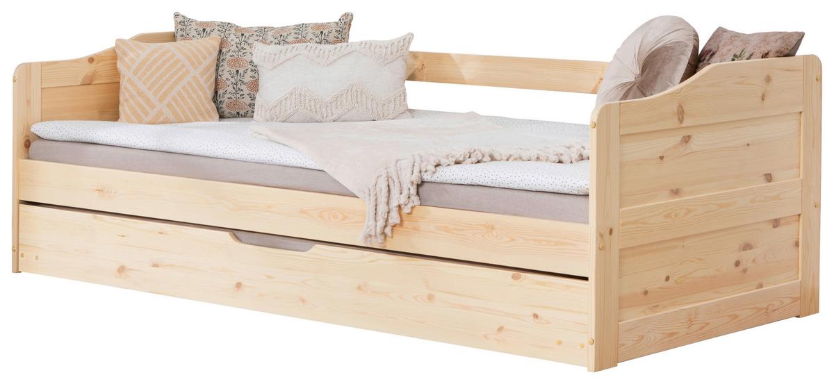 Ausziehbett Echtholz Massiv 90x200 Melinda, Kiefer - Kieferfarben, Natur, Holz/Kunststoff (90/200cm) - MID.YOU