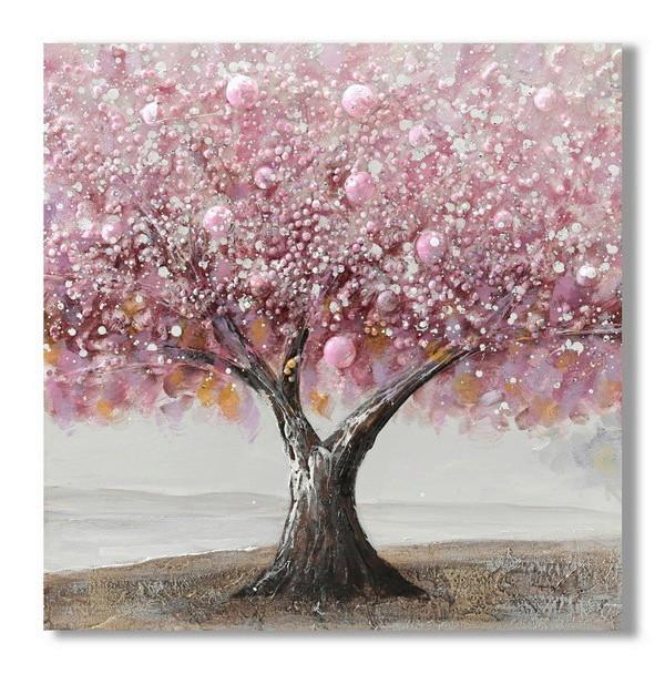 Obraz na plátne 80/80cm - hnedá/pink, Modern, drevo/textil (80/80/3cm) - Mömax