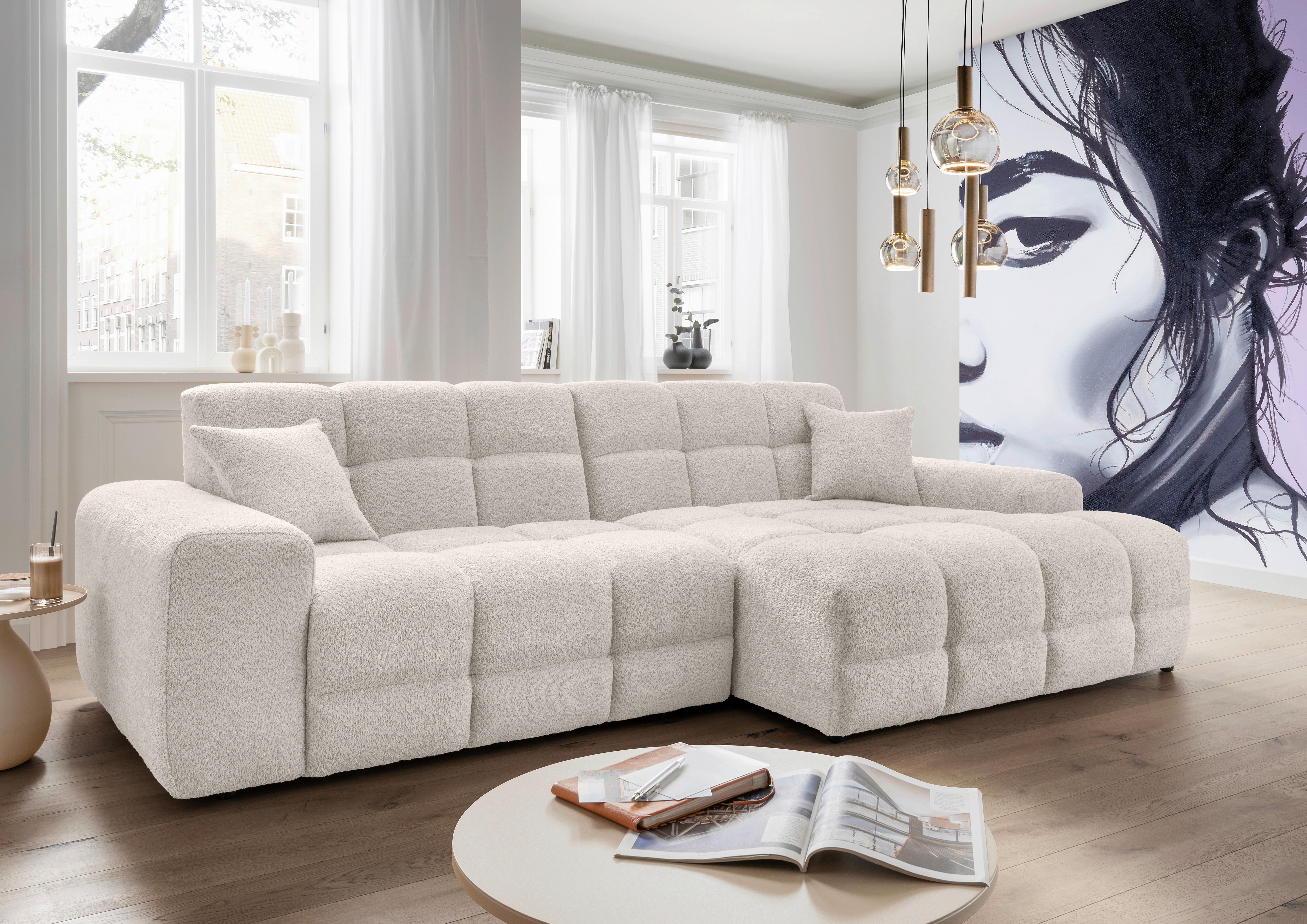 Ecksofa Bosco, Weiß S: 301x152 cm - Schwarz/Weiß, MODERN, Textil (301/152cm) - Livetastic