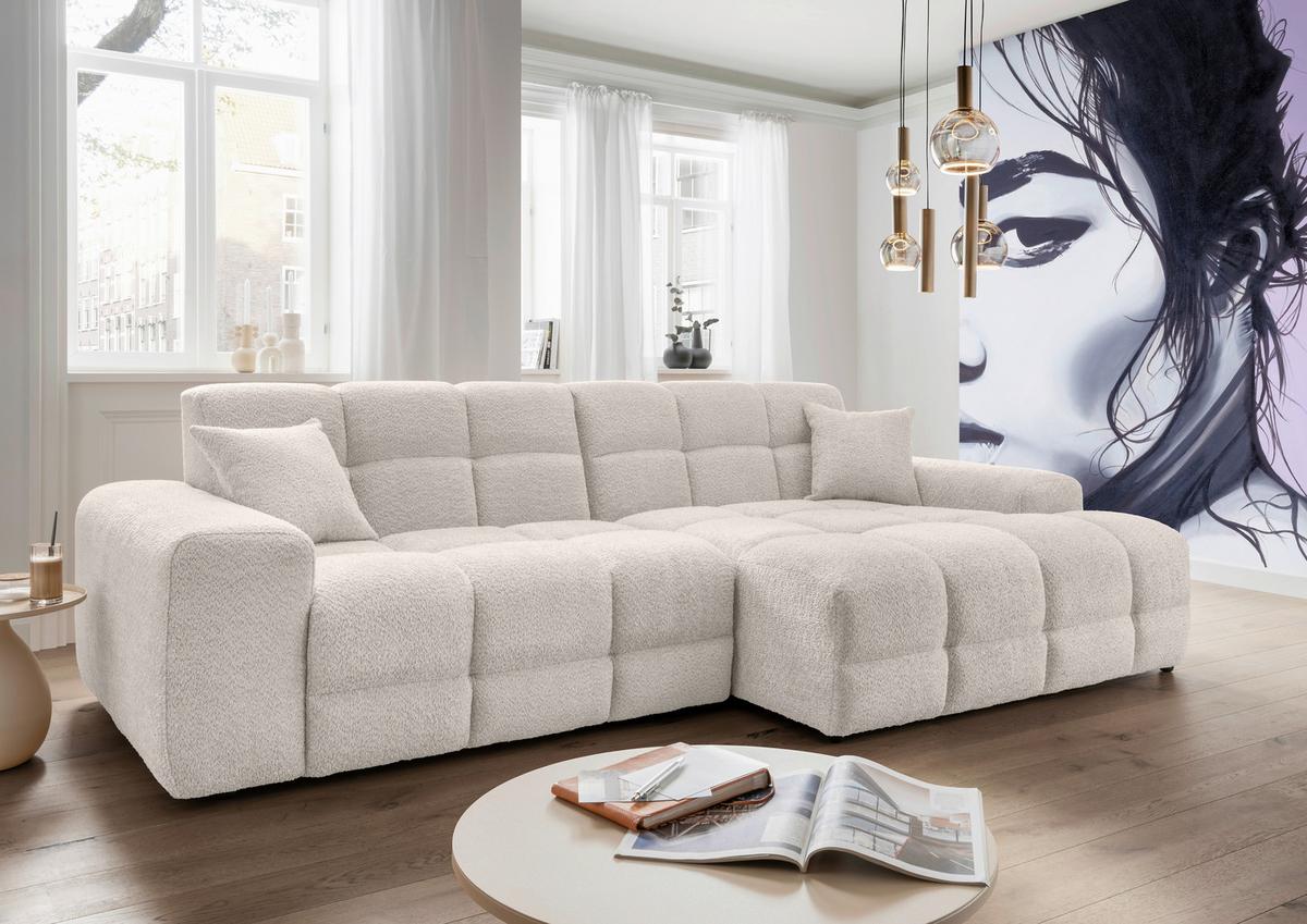 Ecksofa Bosco, Weiß S: 301x152 cm - Schwarz/Weiß, MODERN, Textil (301/152cm) - Livetastic