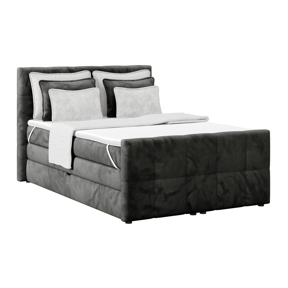 Boxspringbett mit Topper & Bettkasten 140x200 Medino - Anthrazit, KONVENTIONELL, Holz/Holzwerkstoff (140/200cm) - Luca Bessoni