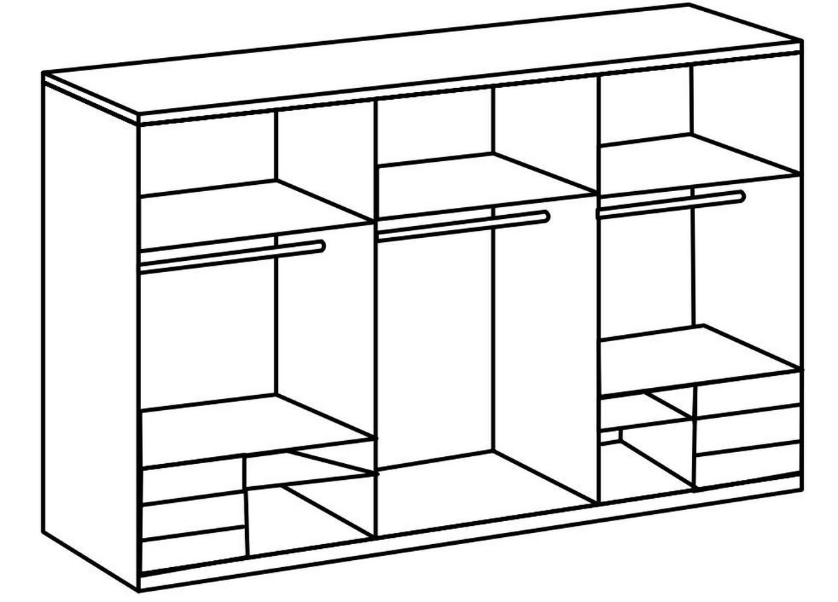 Schwebetürenschrank Mit Laden B:300cm Level Grau/eiche Dekor - Eichefarben/Grau, MODERN, Holzwerkstoff (300/216/65cm) - MID.YOU