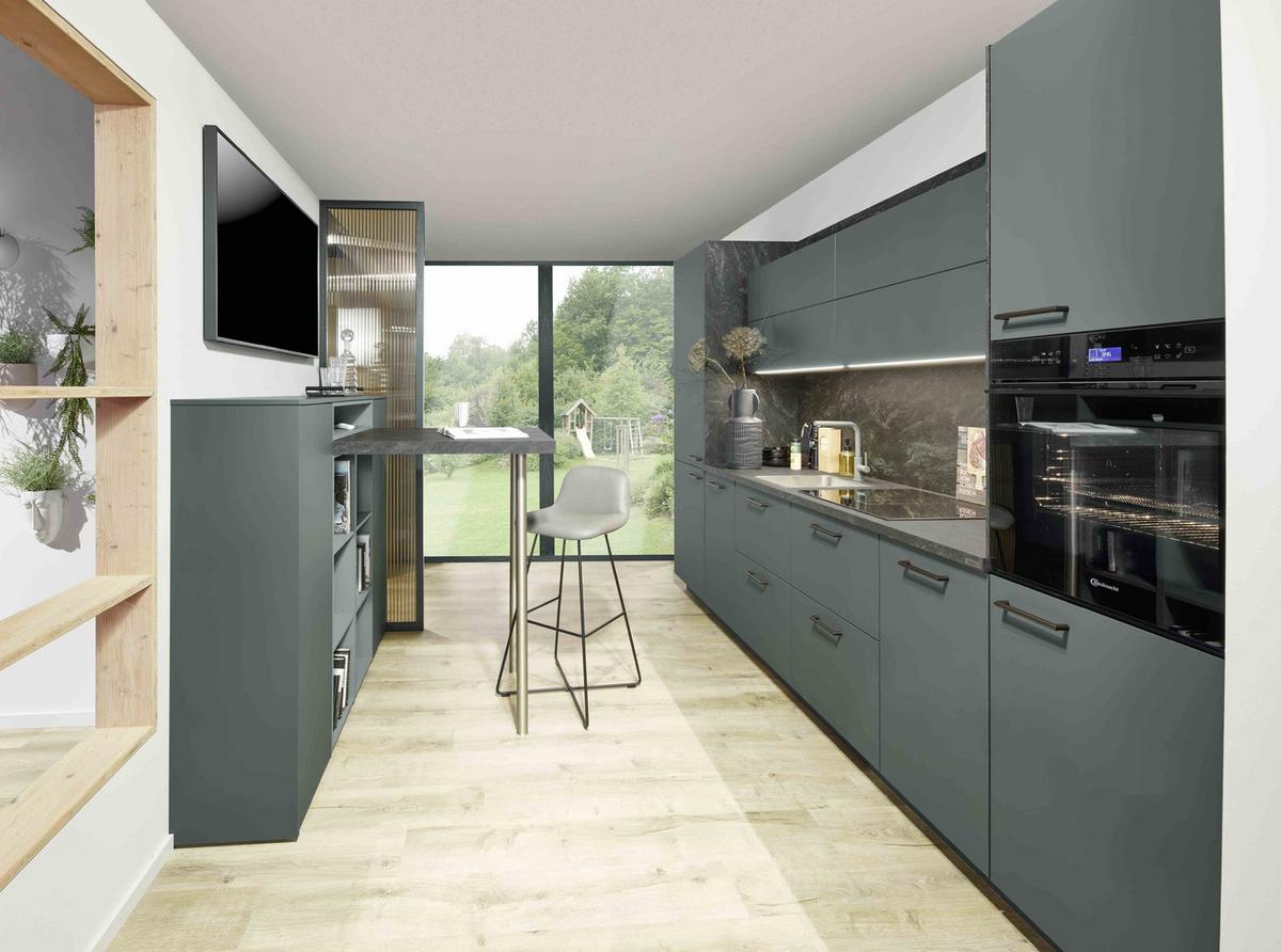 Einbauküche Eastbourne Frei Planbar grifflose Küche - Grün, MODERN, Holzwerkstoff - Vertico
