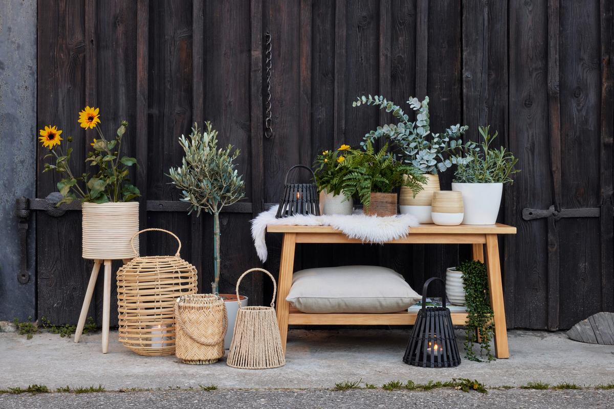 Obal na květináč Naturelle, Ø/V: 16/19cm - bílá/přírodní barvy, Konvenční, přírodní materiály (16/19cm) - Zandiara