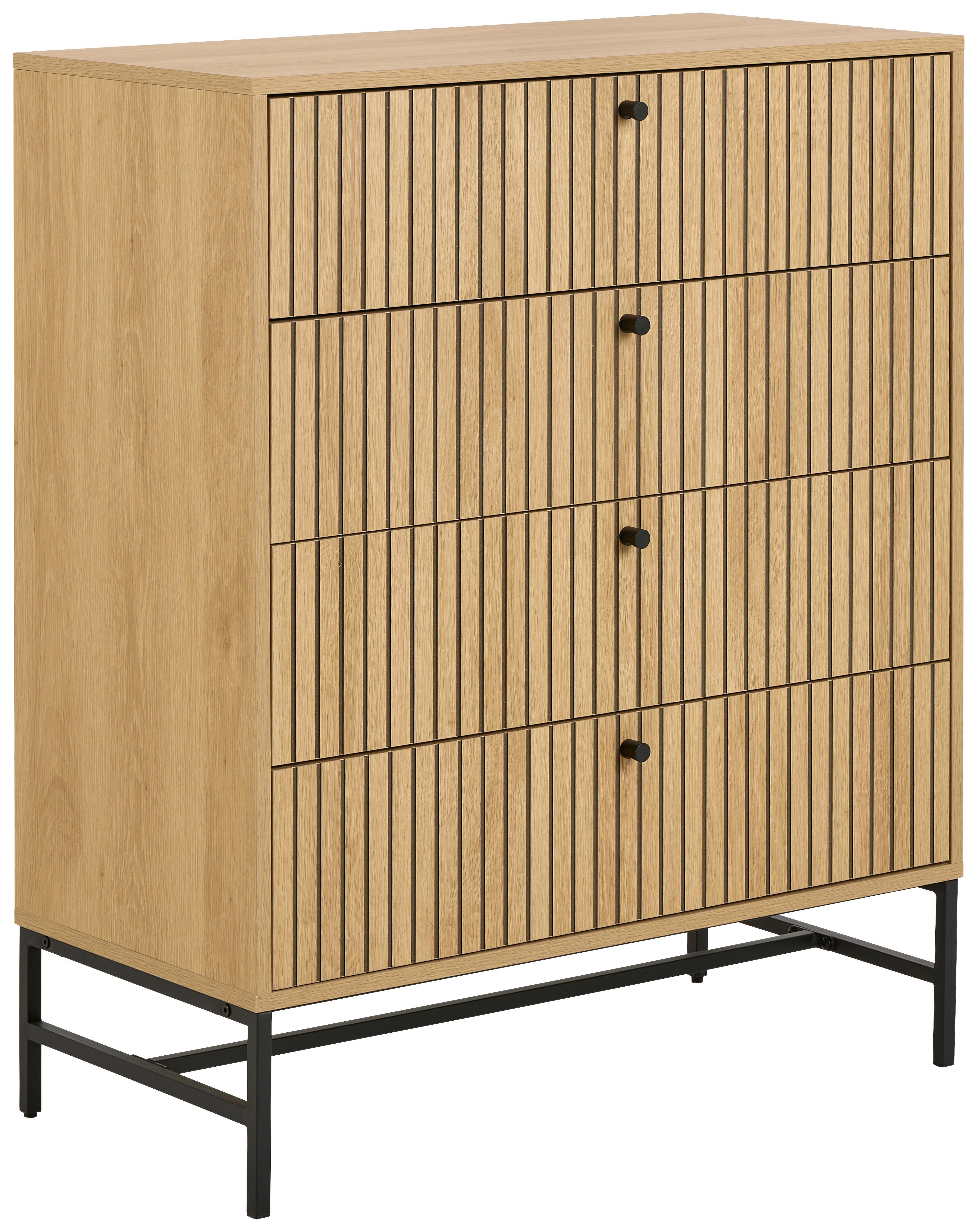 KOMODA ALBANY - černá/barvy dubu, Design, kov/dřevo (80,6/100,1/40cm)