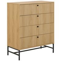 KOMODA ALBANY - černá/barvy dubu, Design, kov/dřevo (80,6/100,1/40cm)