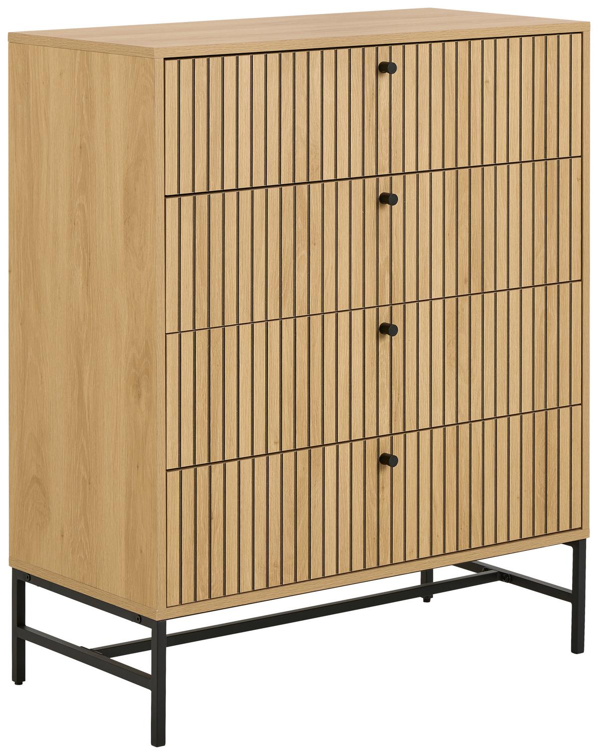 KOMODA ALBANY - černá/barvy dubu, Design, kov/dřevo (80,6/100,1/40cm)
