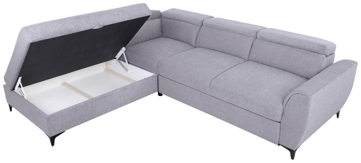 Ecksofa Lapis Grau S: 217/255 Cm - Schwarz/Grau, KONVENTIONELL, Textil (217/255cm) - MID.YOU