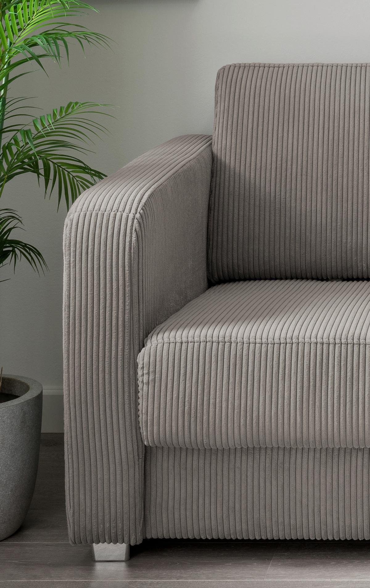 Schlafsofa Mia, Graubraun B: 159 Cm - Chromfarben/Graubraun, Basics, Textil (159/88/87cm) - Livetastic