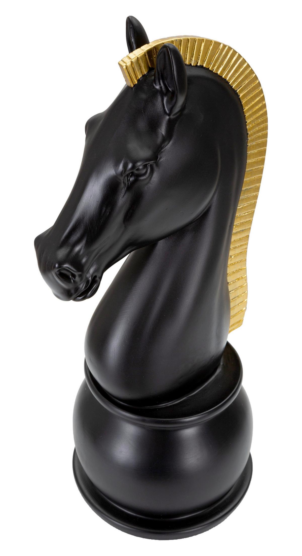 Skulptur Black And Gold Horse B: 18,5 cm - Goldfarben/Schwarz, Basics, Kunststoff (18.5/50/18.5cm)