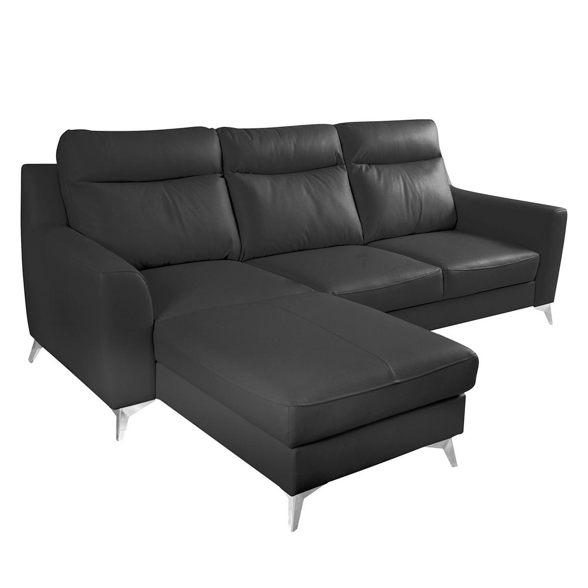 Ecksofa Gio Schwarz S: 168x236 Cm - Chromfarben/Schwarz, Design, Leder/Textil (168/236cm) - Livetastic