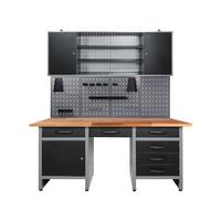 Werkbank-Set Harry aus Stahl Anthrazit, Grau B: 160 cm - Anthrazit/Grau, Basics, Holz/Metall (160/205/60cm)