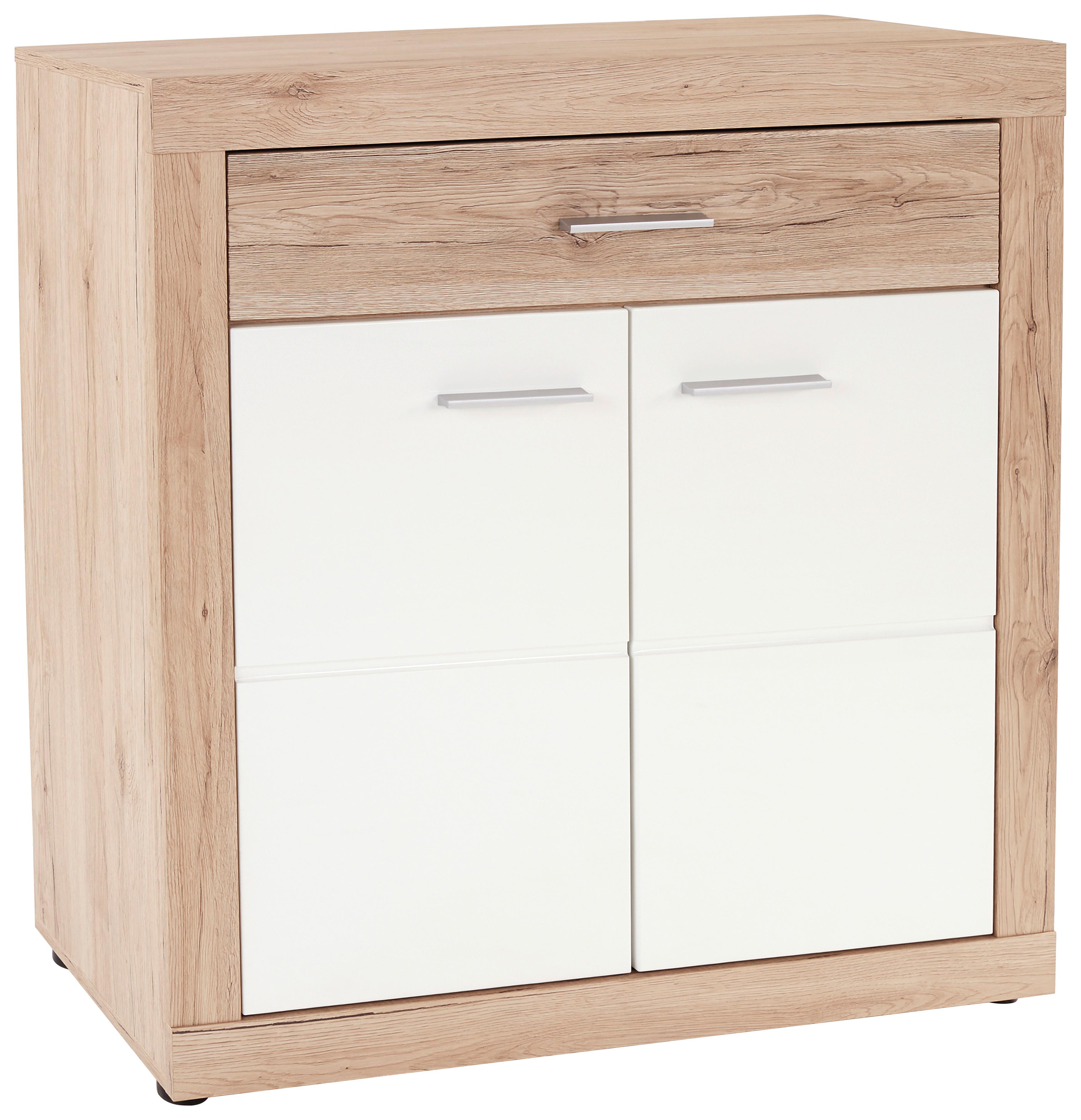 Kommode 95 Cm Malta Eiche Dekor/weiß - Eichefarben/Weiß, MODERN, Holzwerkstoff (95/98,7/36cm)