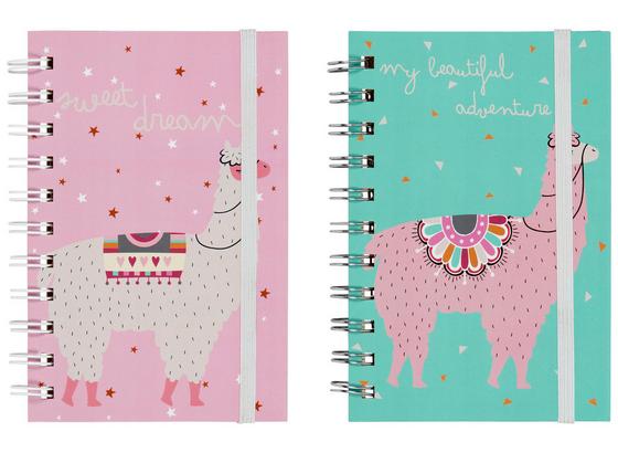 Notizbuch Lama - Rosa/Hellblau, Design, Karton (10/15cm) Notizbuch Lama - Rosa/Hellblau, Design, Karton (10/15cm)
