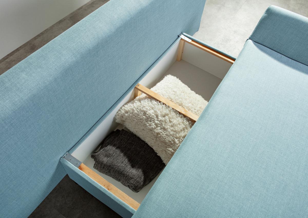 Schlafsofa Sorini, Hellblau B: 194 Cm - Chromfarben/Schwarz, Design, Textil (194/73/91cm) - MID.YOU