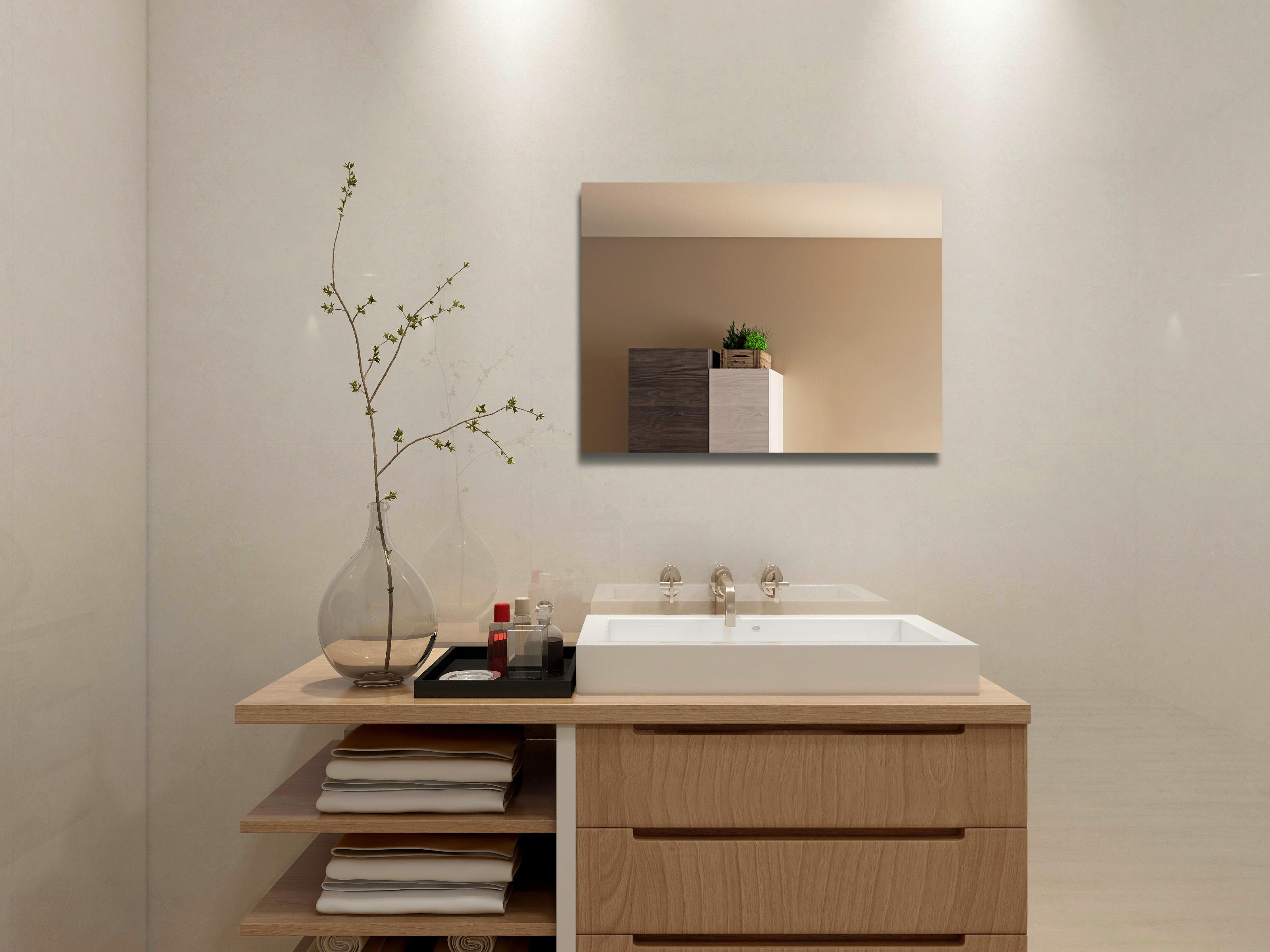 LED-Spiegel rechteckig 80x60 cm, beheizbar - Basics, Glas/Metall (80/60/2,3cm)