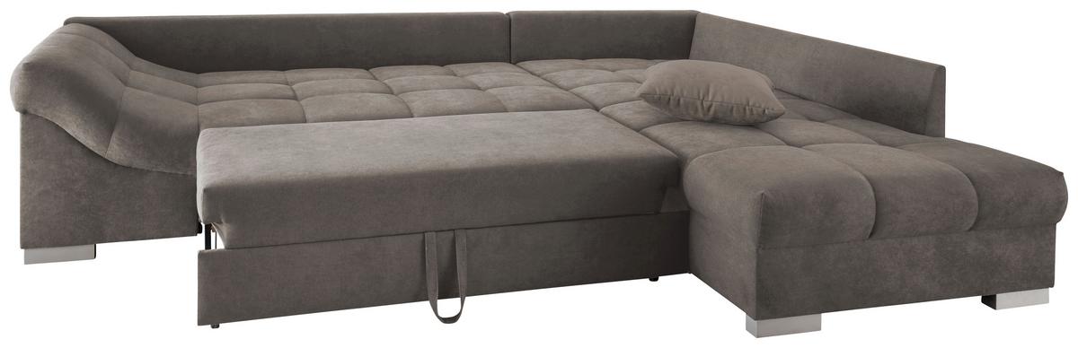 Eckschlafsofa Alvito Graubraun S: 298/202 cm - Graubraun/Silberfarben, Design, Textil (298/202cm) - MID.YOU
