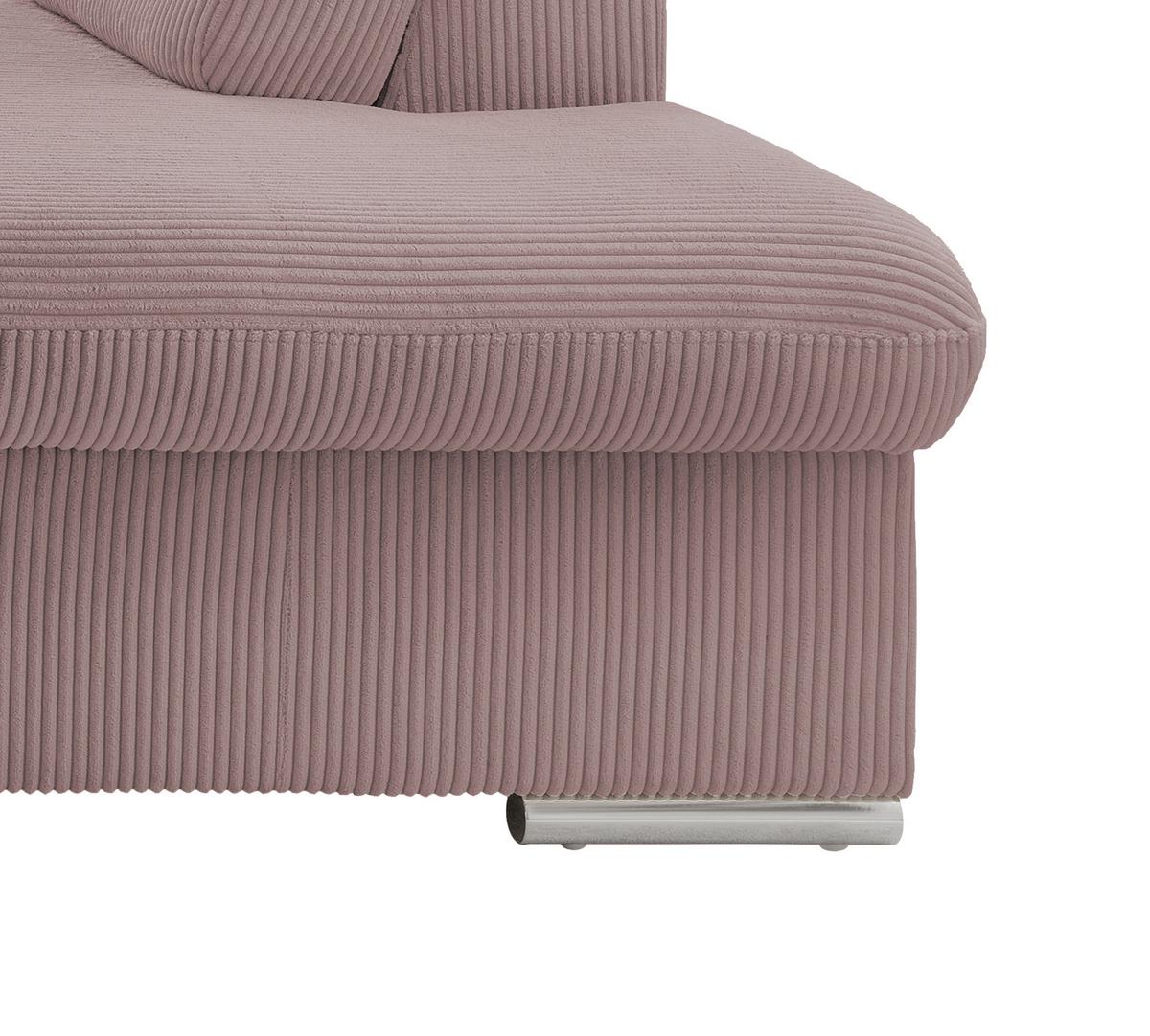 Ecksofa Vasto Rosa S: 283x228 cm - Chromfarben/Rosa, Design, Textil (283/228cm) - Livetastic