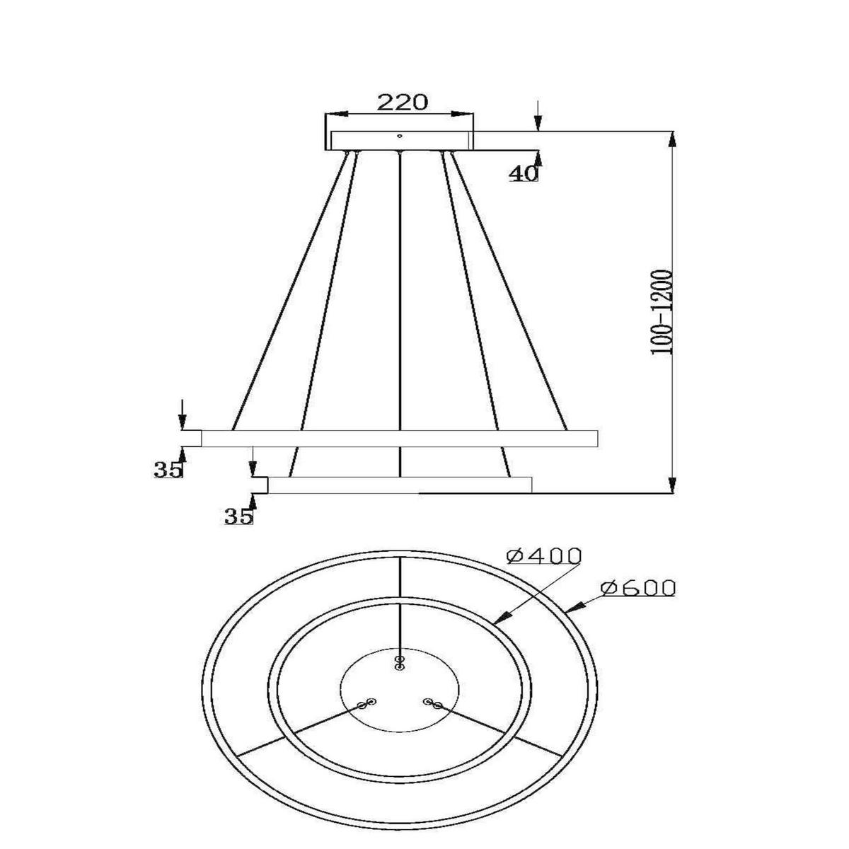 Pendelleuchte Rim - Schwarz, Basics, Metall (60/100/60cm) - MAYTONI
