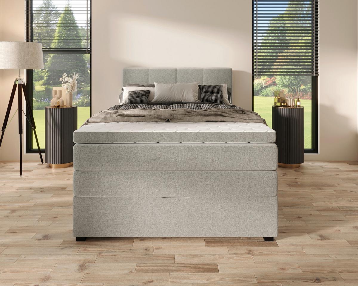 Polsterbett Lauro Hellgrau, Lf: 140x200 Cm - Hellgrau/Schwarz, Trend, Textil (140/200cm)