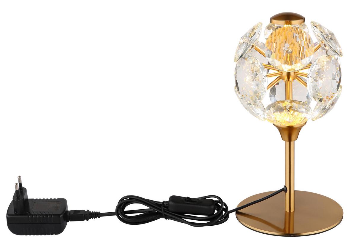 LED-Tischleuchte Virina Klar Schwarz Goldfarben D:15cm - Klar/Goldfarben, KONVENTIONELL, Glas/Kunststoff (15/26,5cm) - Globo