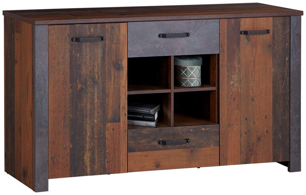 ŠIROKÁ KOMODA ONTARIO - šedá/barvy dubu, Moderní, kompozitní dřevo/plast (162/86/41,5cm) - Ondega