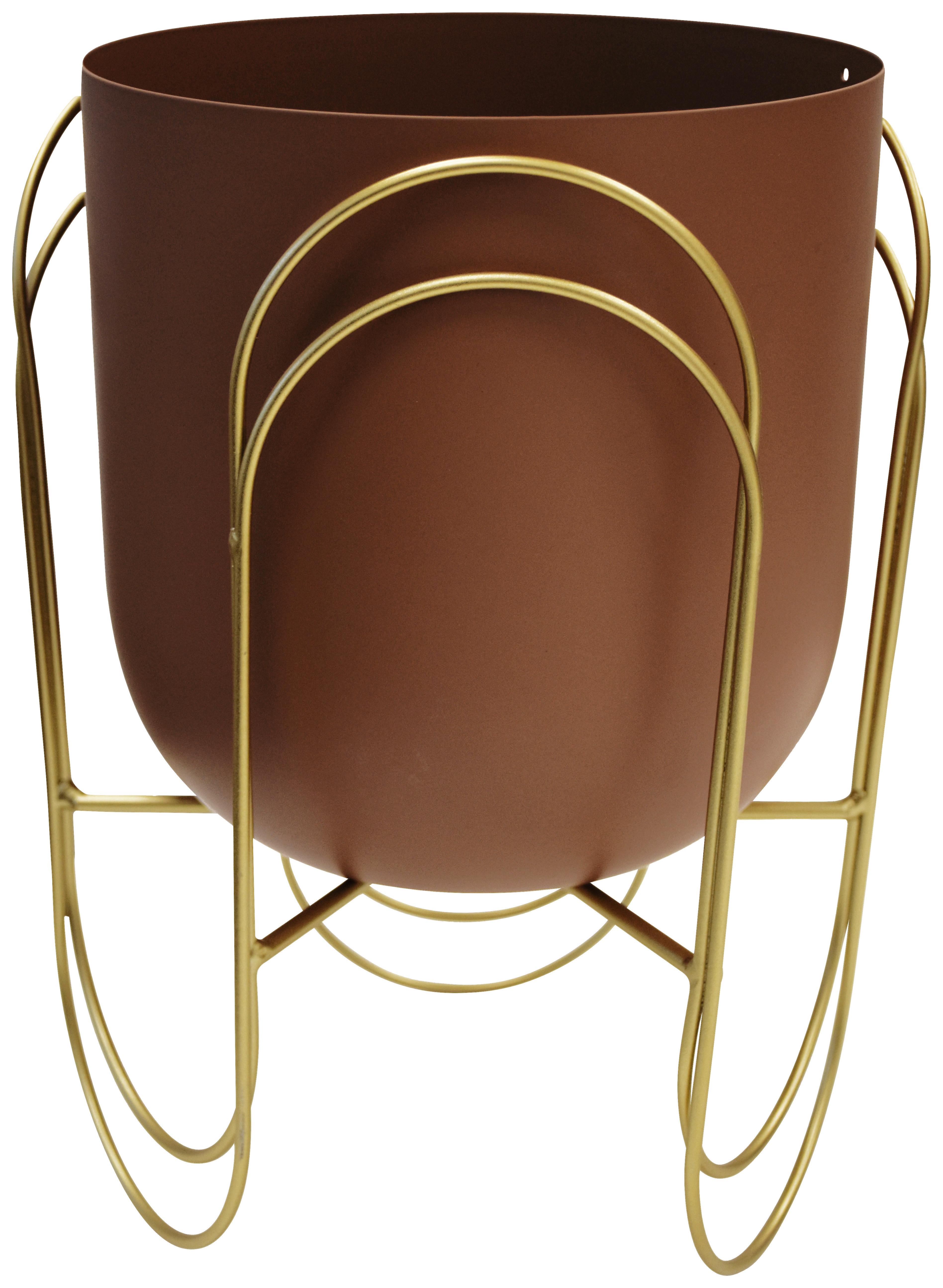 Obal na kvetináč Swing, V: 28cm - hnedá/zlatá, kov (21/18,5/28cm) - Modern Living