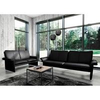 2-Sitzer-Sofa Comodo Echtleder Schwarz B: 164 cm - Silberfarben/Schwarz, Design, Leder (164/90/88cm) - Livetastic