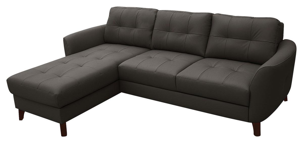 Ecksofa Nordic Dunkelbraun S: 168x238 cm - Dunkelbraun/Buchefarben, Design, Leder/Textil (168/238cm) - Livetastic