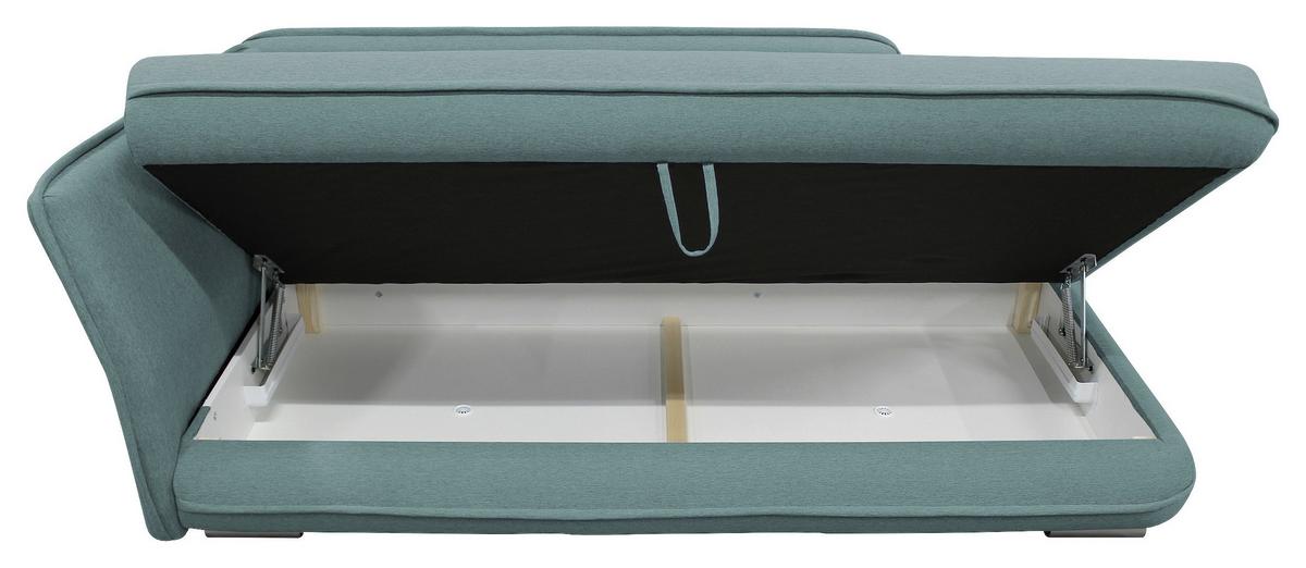 Liege Latte Petrolfarben Inkl. Bettkasten Ottomane Links - Silberfarben/Petrol, Design, Textil (107/84/99/224cm) - MID.YOU
