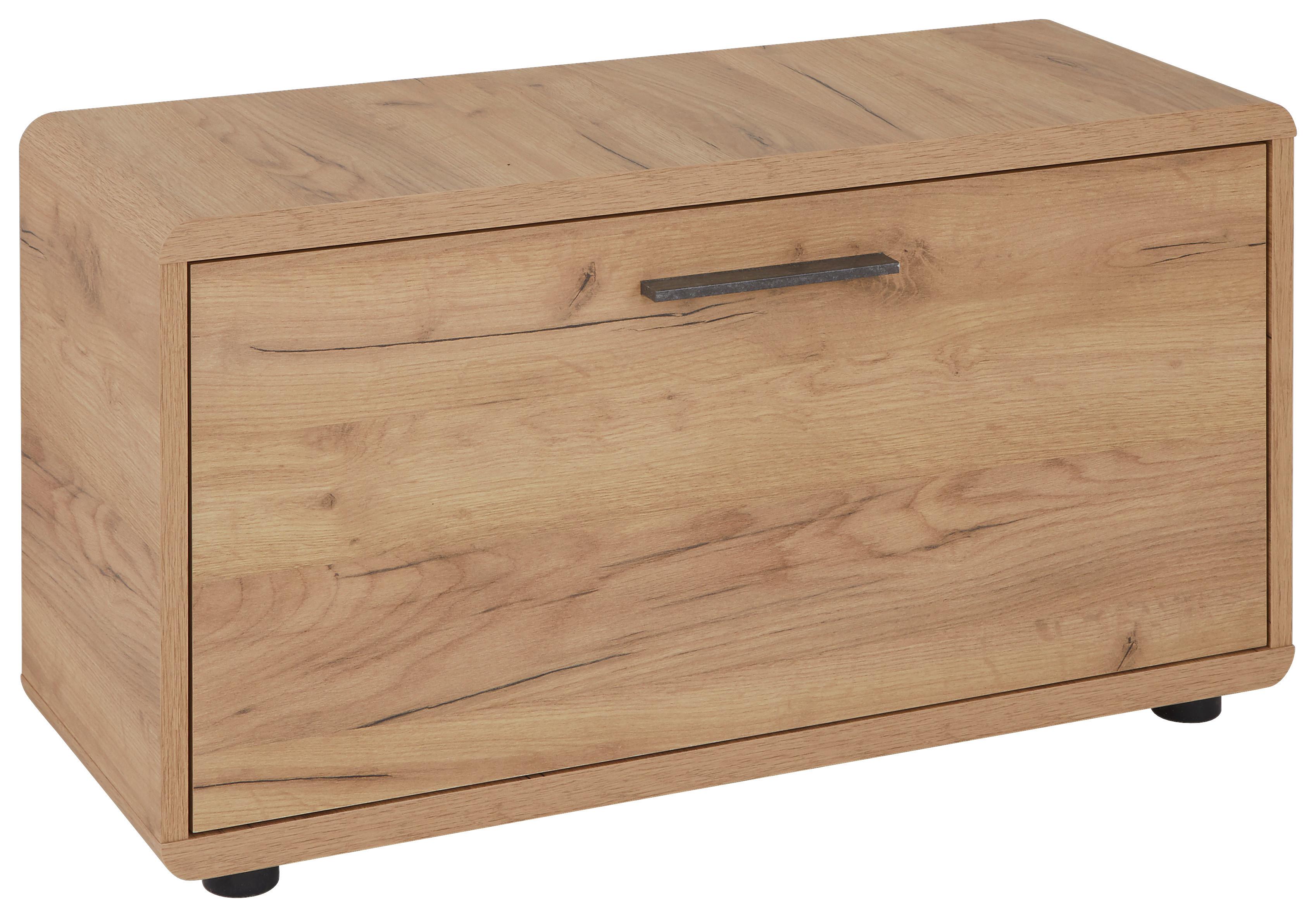 Šatní lavice FONTANA - barvy dubu/černá, Moderní, kompozitní dřevo/plast (84/46/32cm)