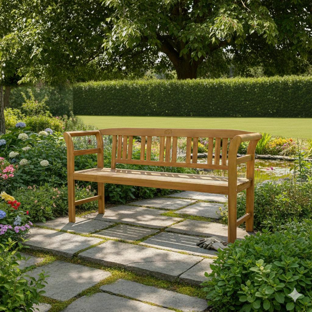 Gartenbank Akazie Braun LxBxH: 157x48,5x82 cm - Akaziefarben, Basics, Holz (157/48.5/82cm)