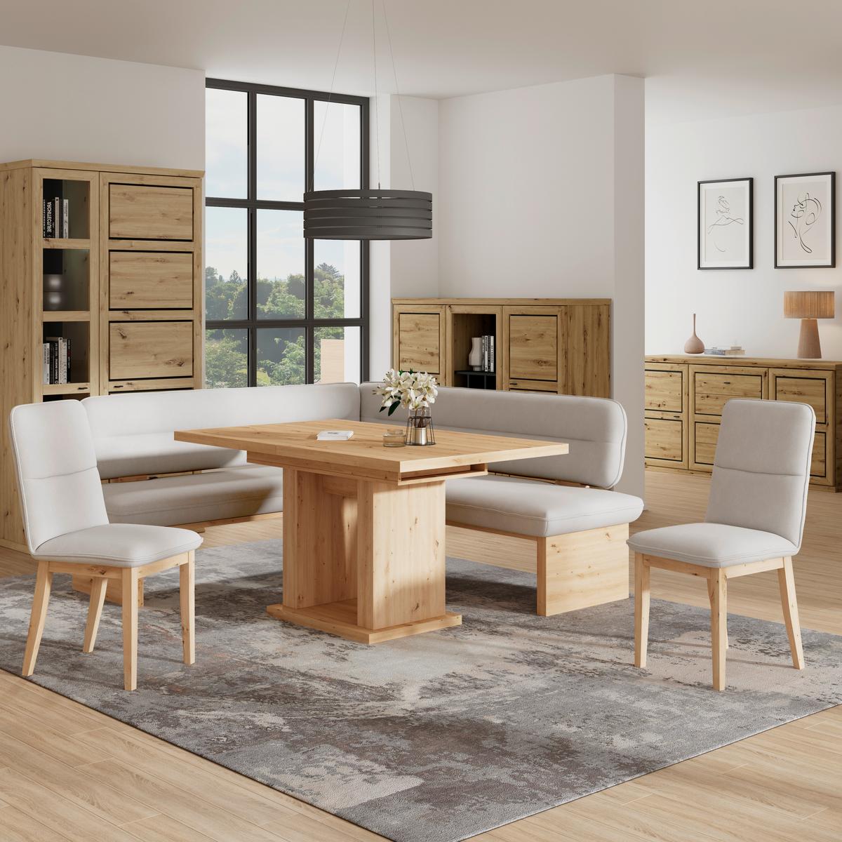 Eckbank Beluna Ii Webstoff Weiß, B: 170cm - Eichefarben/Weiß, KONVENTIONELL, Holz/Textil (170/232cm) - James Wood