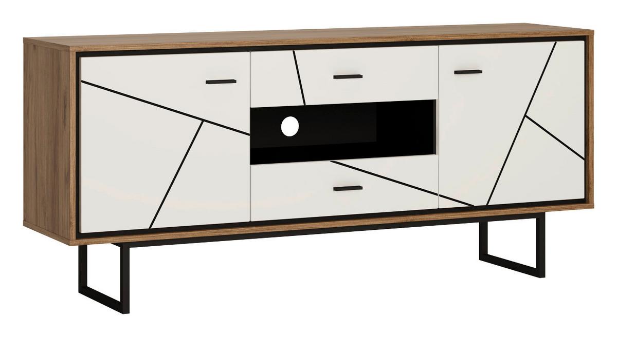 Kommode Brolo Catania Eiche/schwarz B: 167cm - MODERN, Holzwerkstoff (167/74/40cm)