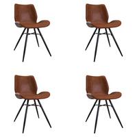 Stuhl-set Barron - Cognac/Schwarz, KONVENTIONELL, Textil/Metall (47/82/55cm) - MID.YOU