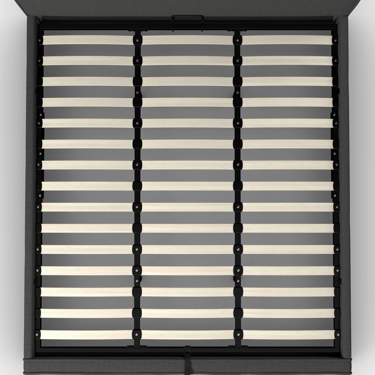 Čalouněná postel GINA 180x200 cm, tmavě šedá - černá/tmavě šedá, Moderní, kov/dřevo (180/200cm) - Bessagi Home