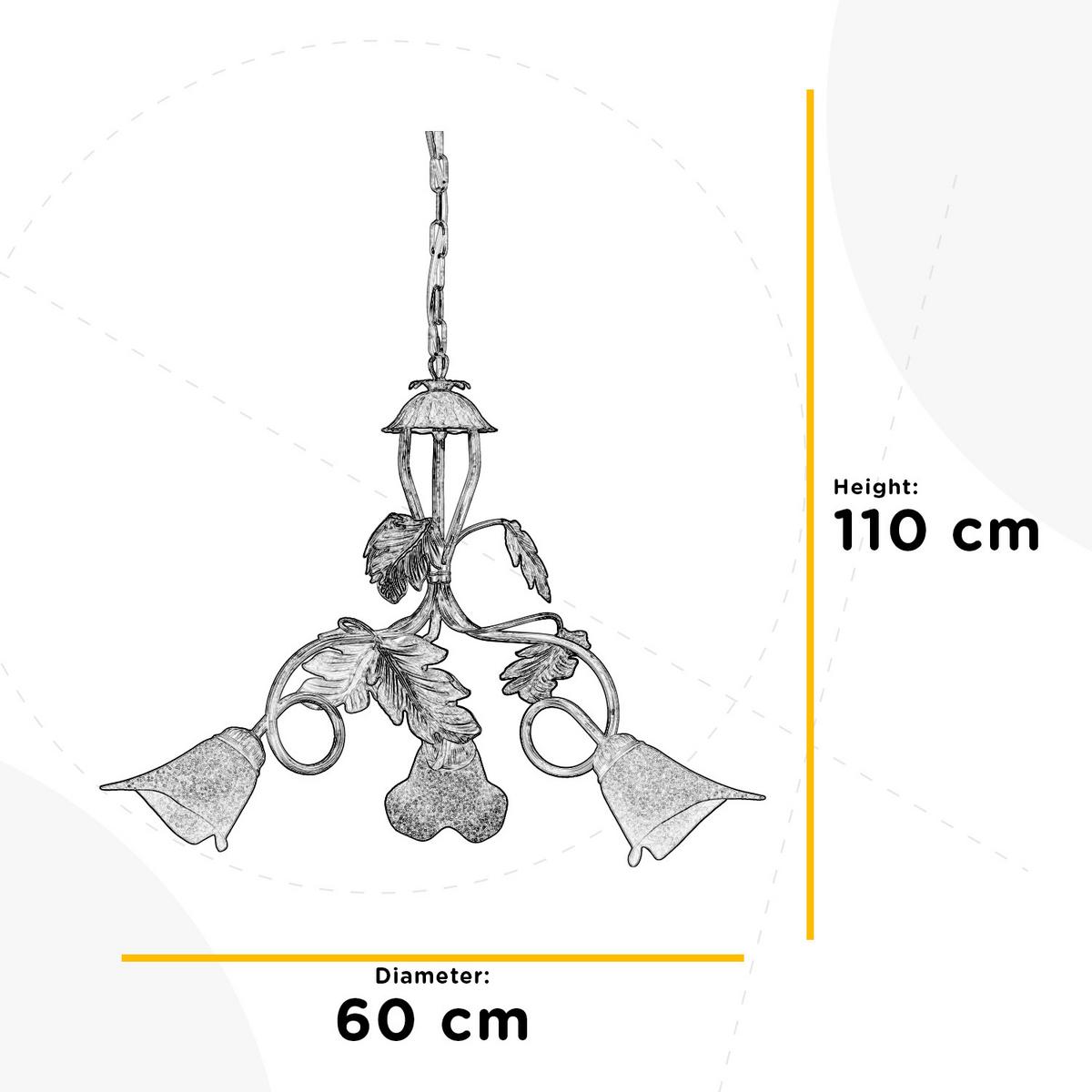 Kronleuchter 4836/3 - Silberfarben/Weiß, KONVENTIONELL, Glas/Metall (60/110cm)