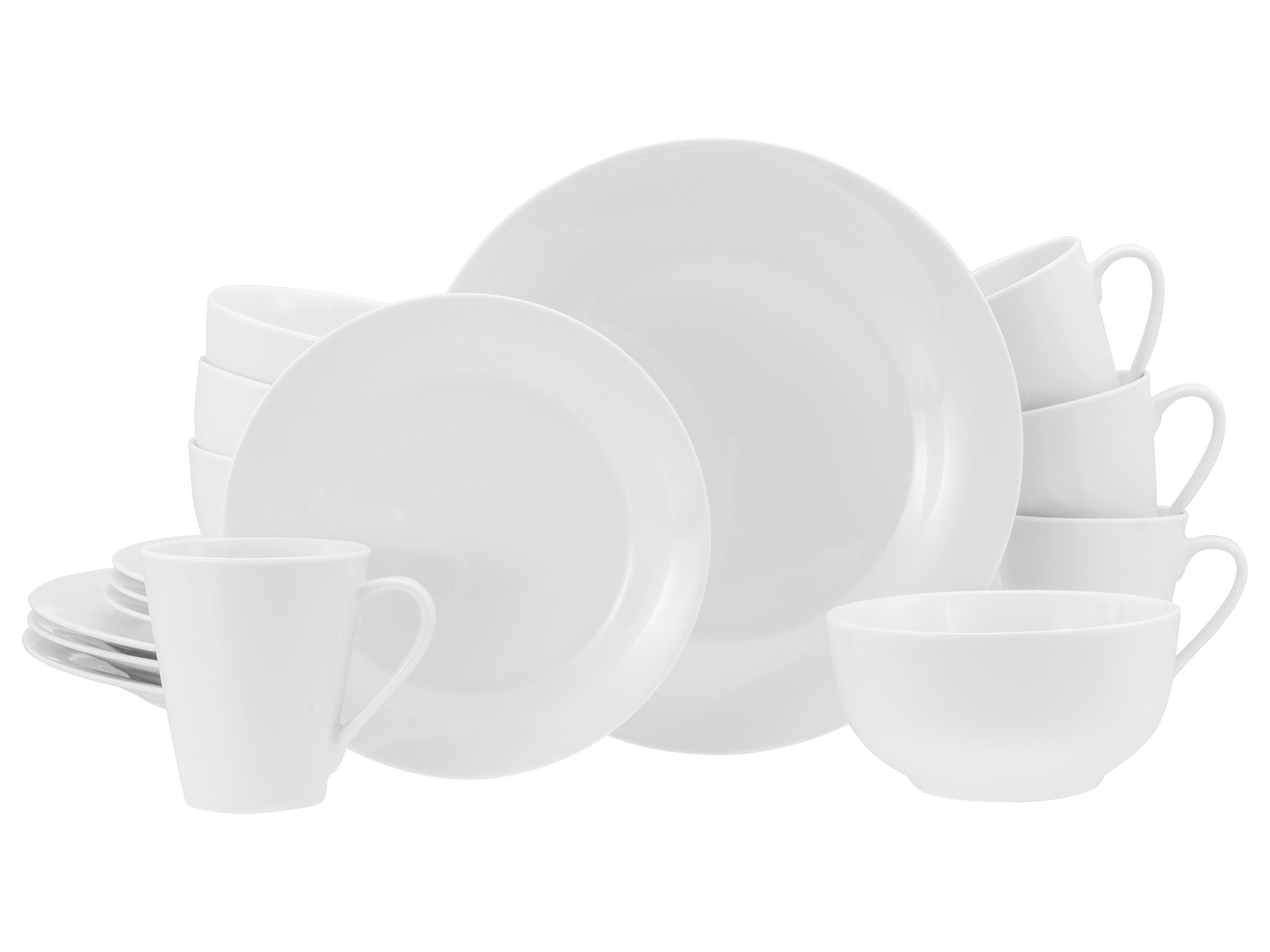 KOMBISERVICE Base Weiß, Porzellan,16-teilig - Weiß, Basics, Keramik - Creatable