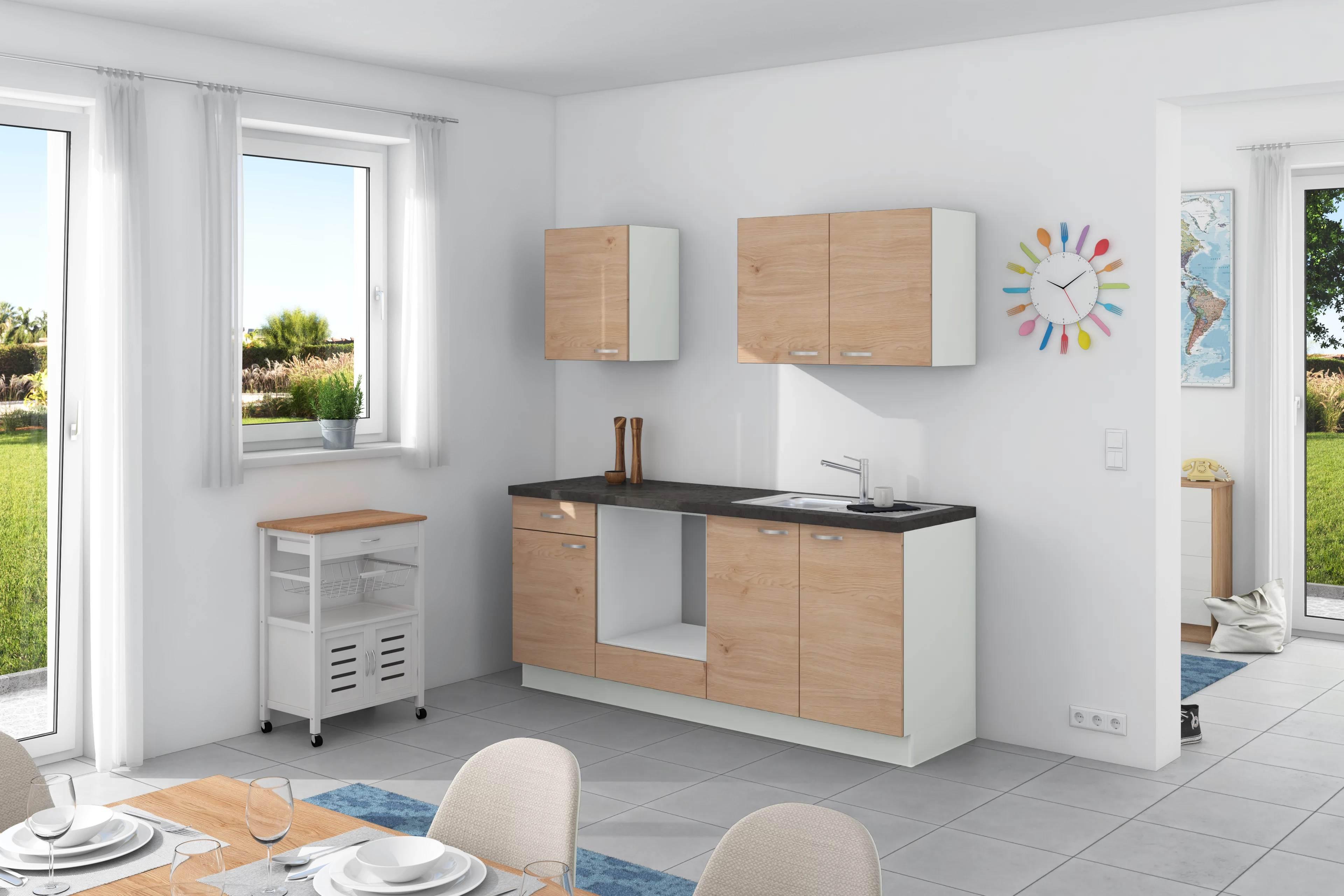 Küchenzeile Plan Ohne Geräte Ohne Geräte B: 200 Cm - Wildeiche/Anthrazit, Design, Holzwerkstoff (200cm) - Express
