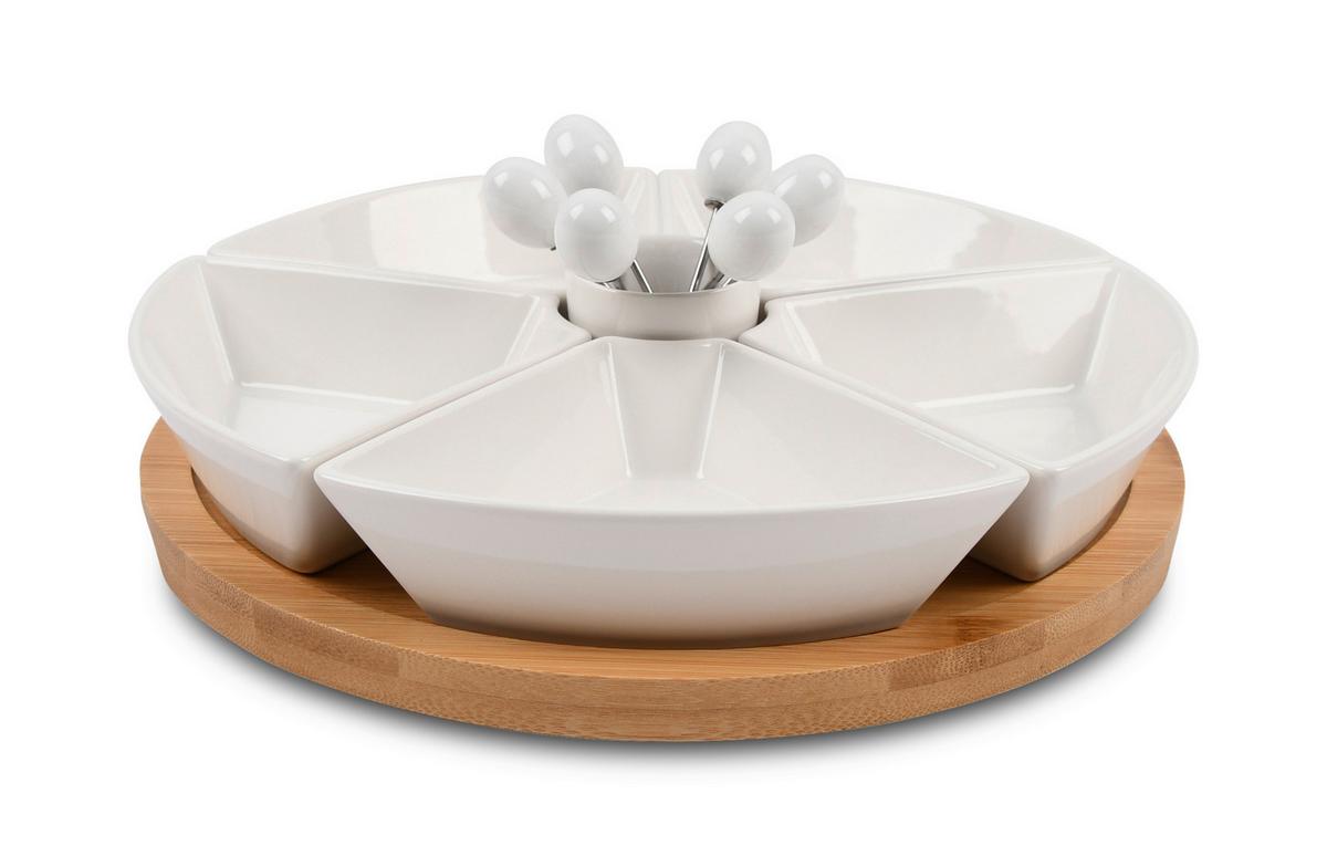 sada misiek na pochutiny TAPAS OLIVES - biela, Modern, drevo/keramika (28/28/6cm) - Mömax