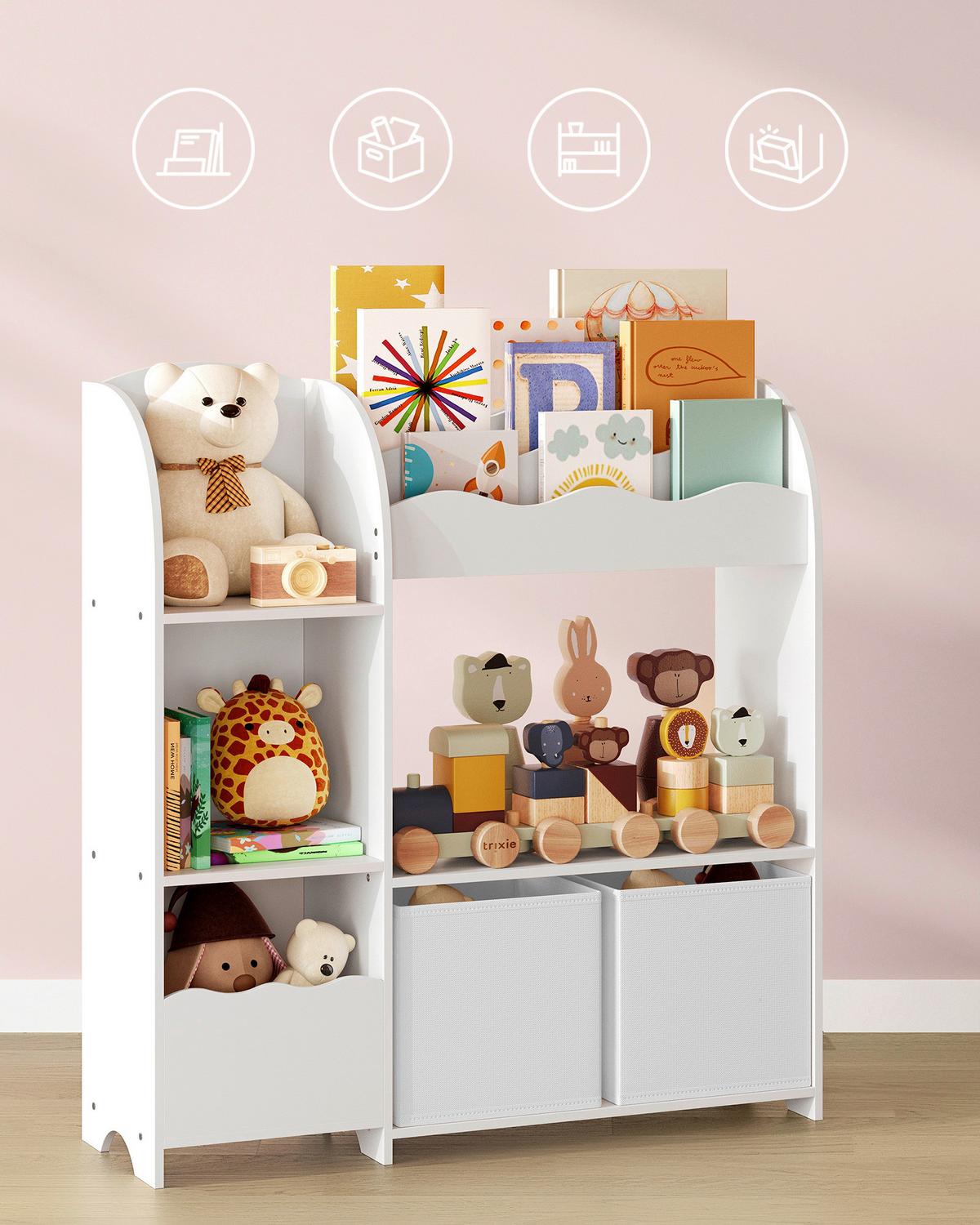 Toy Storage Shelf Weiß B: 62,5 cm - Weiß, MODERN, Holzwerkstoff/Textil (62,5/70,2/29,5cm) - MID.YOU