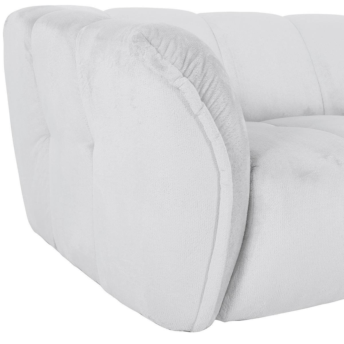 Bigsofa Sabea B: 220 cm Weiß Plüsch - Schwarz/Weiß, KONVENTIONELL, Textil (220/67/106cm) - MID.YOU