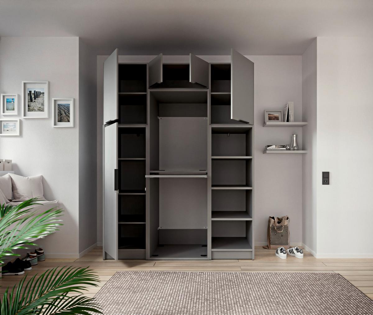 SKŘÍŇKA NAD PRAČKU TIDY HERO - šedá/černá, Basics, kov/kompozitní dřevo (70/220/68cm) - P & B