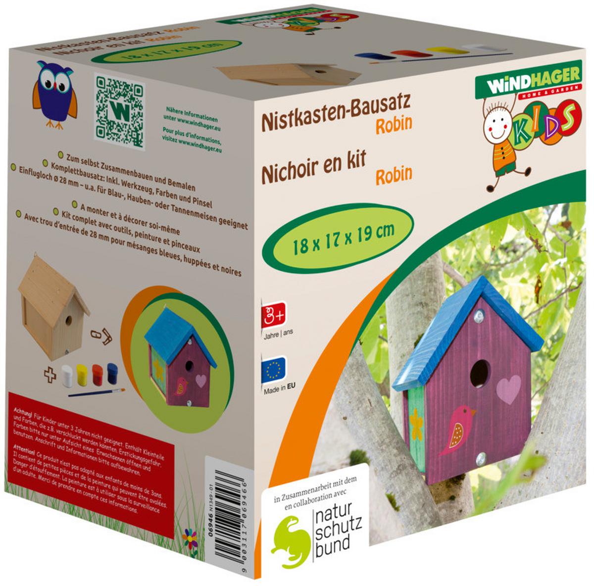 Vogelhaus Nistkasten-Bausatz Robin - Multicolor/Naturfarben, Basics, Holz (17/19/18cm)