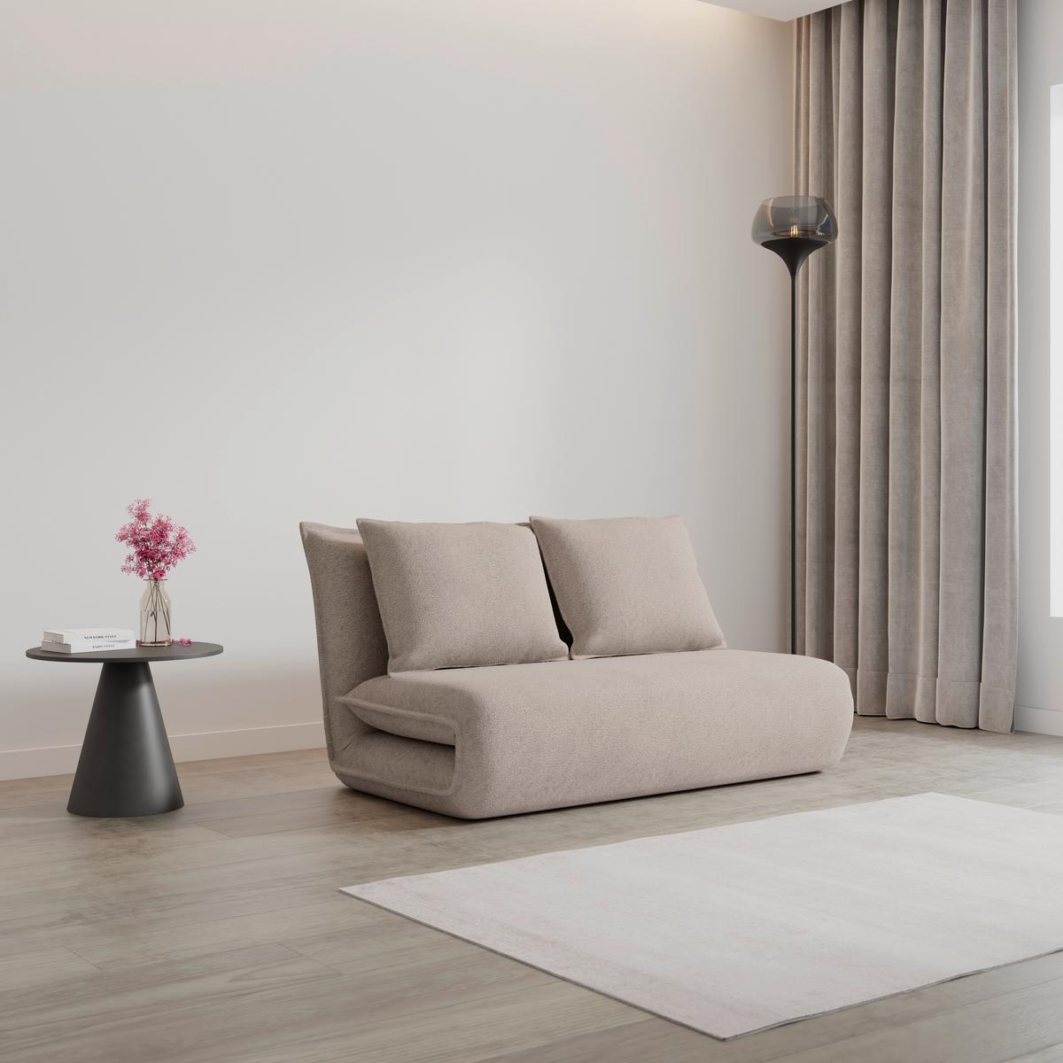 Rozkladacia pohovka MACY, béžová, max. 240 kg - béžová, Modern, kov/textil (140/35/65cm) - Bessagi Home