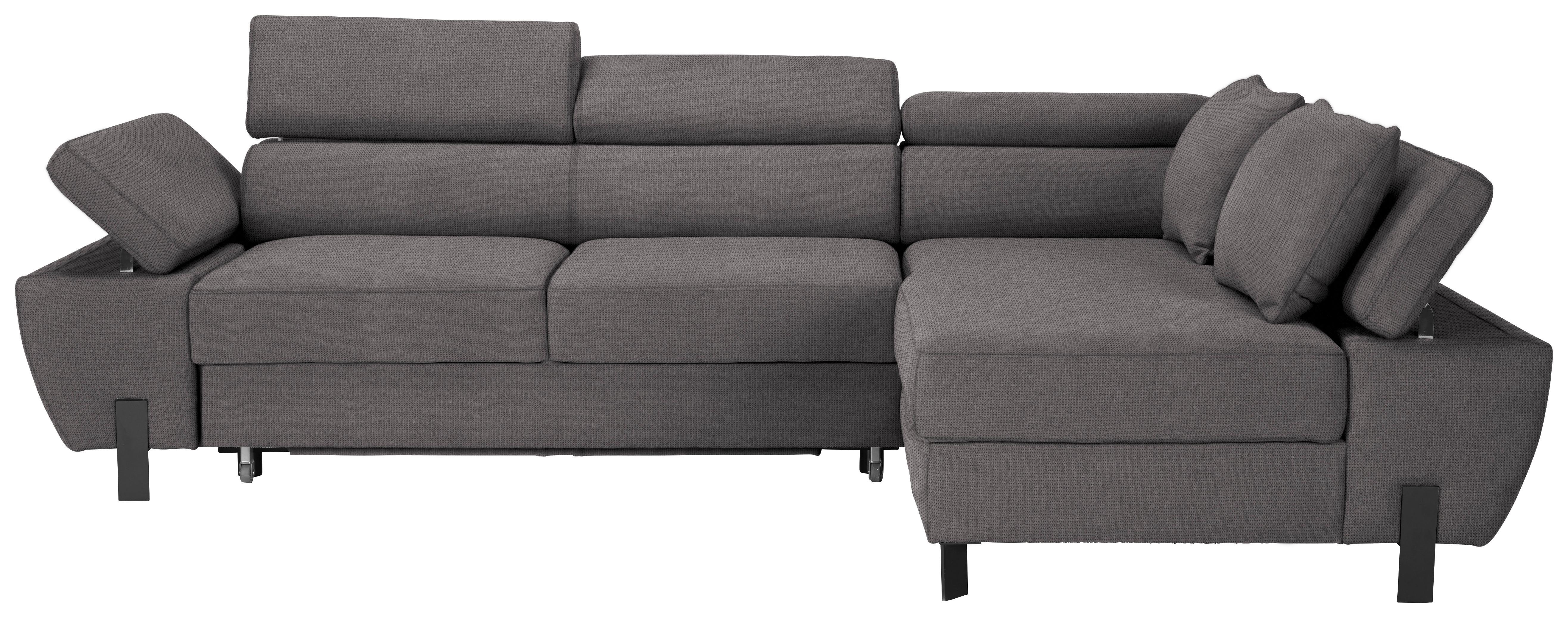 Rohová sedačka MILNA, pravá, tmavě šedá - černá/tmavě šedá, Moderní, kov/dřevo (277/189cm) - Mömax