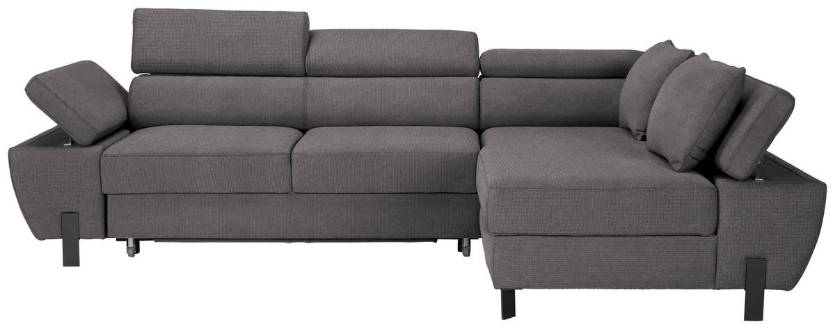 Rohová sedačka MILNA, pravá, tmavě šedá - černá/tmavě šedá, Moderní, kov/dřevo (277/189cm) - Mömax
