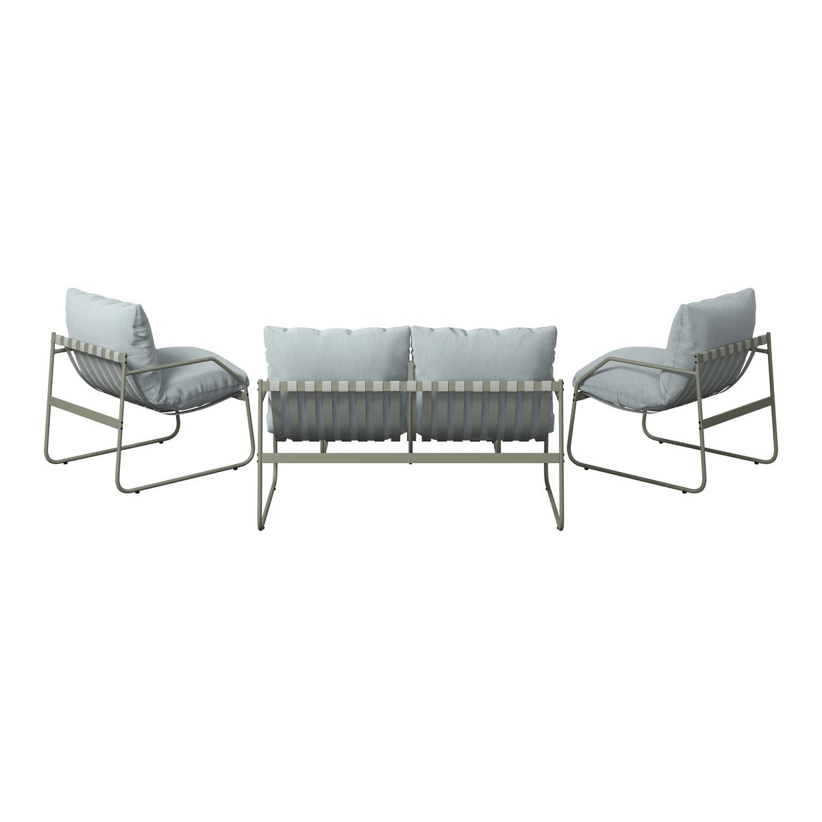 Loungegarnitur Miami - Beige/Grau, MODERN, Glas/Textil (128/62/82cm) - Beldano