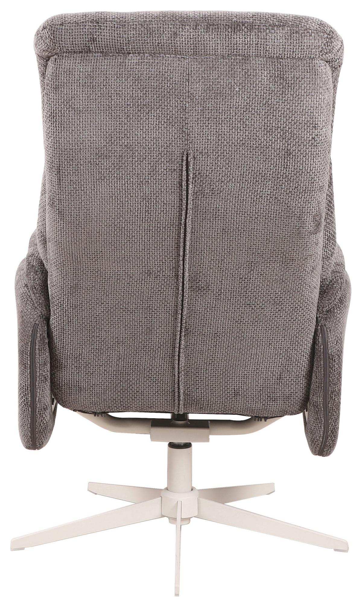 Relaxačné kreslo STAR, grafitová ženilka, s taburetom - biela/grafitová, Modern, kov/textil (72/107-95/86-110cm) - Mömax